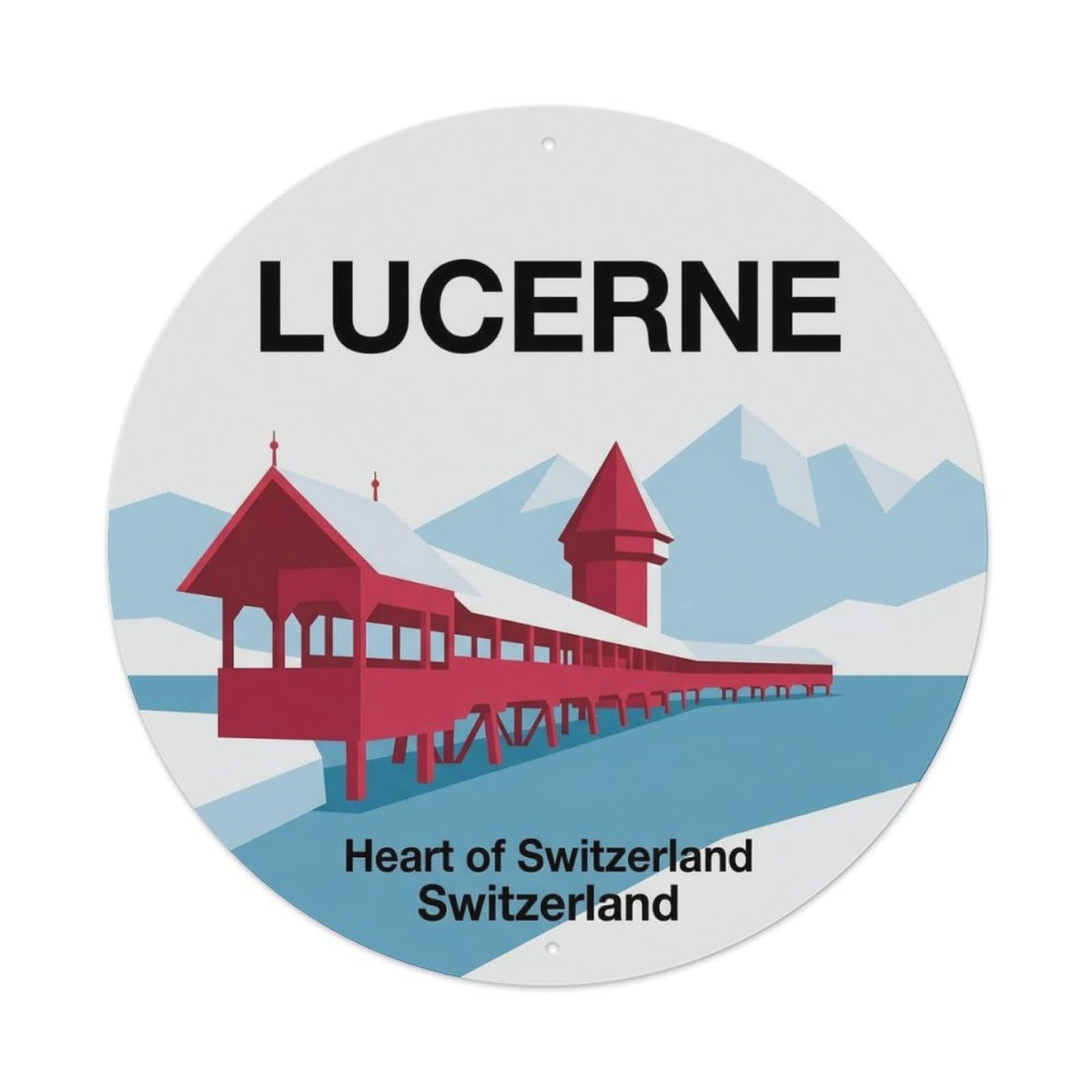 Fqnyr Style Vintage Travel Lucerne Bridge Switzerland Metal Tin Sign