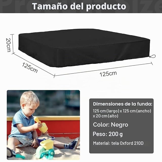 Foto 2 de 8 de HAOMEEDUO Funda Arenero Infantil 125*125*20CM Cubierta Protección Exterior Arenero Cubierta Arenero Niños…