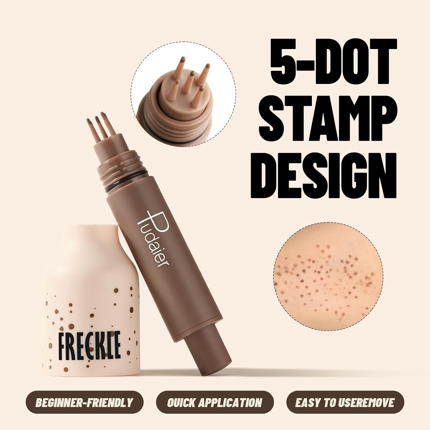 Freckle Stamp Pen, Waterproof Fake Freckles for Natural Sunkissed Makeup | 5 Dots In One Stamp | Natural Skin-Like Finish | Quick Dry | Fast Application | Long Lasting Color | Easy Summer Makeup thumbnail