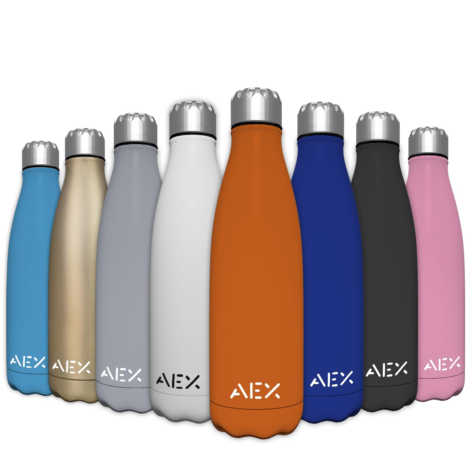 AEX Edelstahl-Wasserflasche, BPA-frei, vakuumisoliert, Metall-Wasserflasche für 12 Stunden heiße und 24 Stunden kalte Getränke, Sportflasche, Fitnessstudio, Reisen – 500 ml (matt orange)