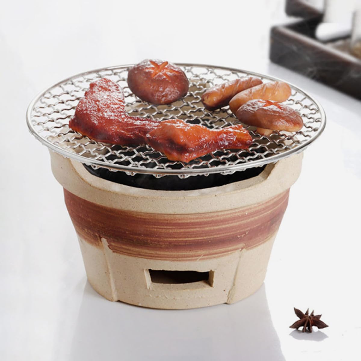 Ciieeo Estufa de Carbón para Exteriores de Arcilla Pequeña, Portátil y Compacta para Barbacoa al Aire Libre, Suministros para Acampar y Parrilla de Carbón para Jardín, Uso Doméstico
