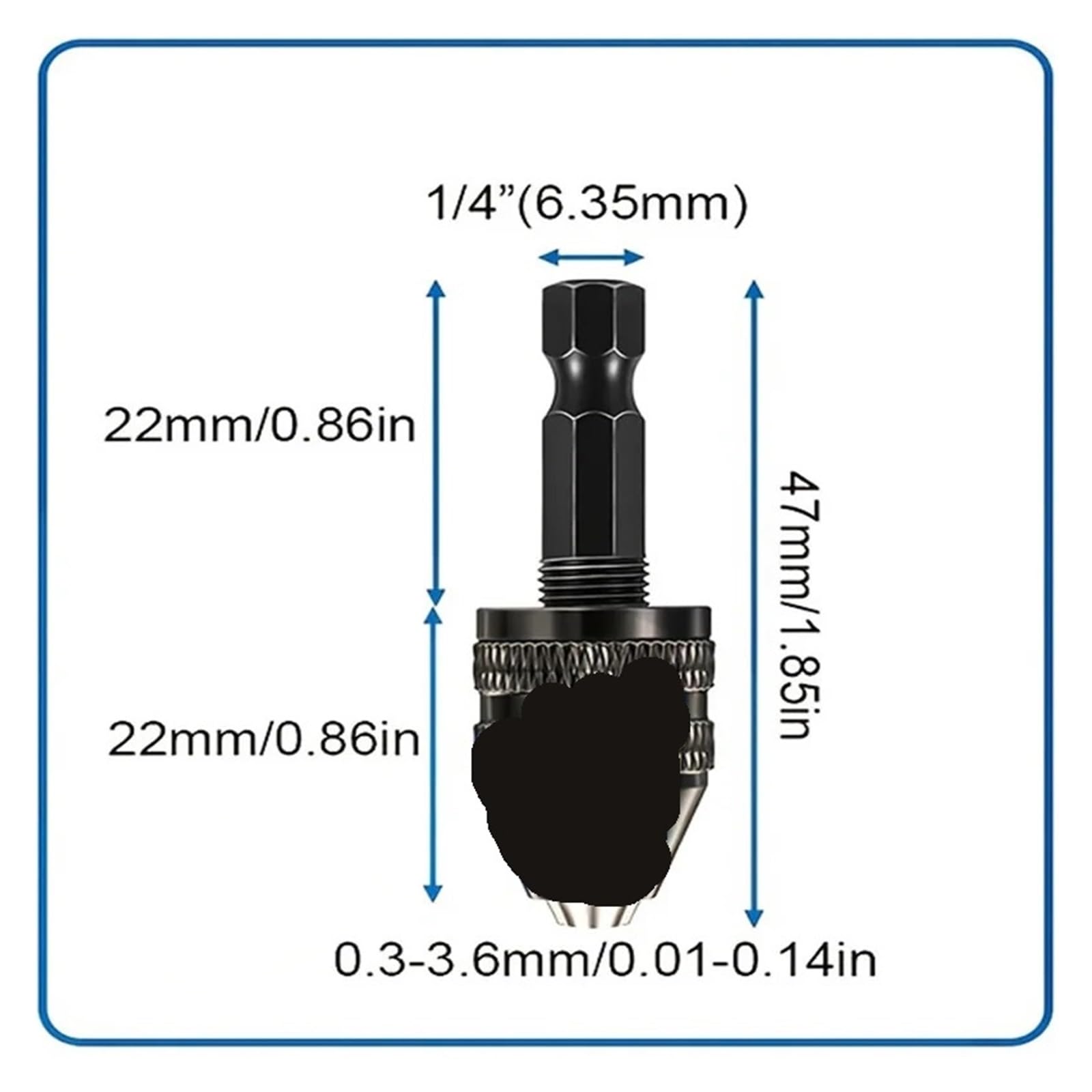 Mandrino senza chiave 1 pz 1/4, 1/8, 1/16 di pollice esagonale e codolo rotondo adattatore for cambio rapido piccolo mandrino for trapano, nero e argento(B)