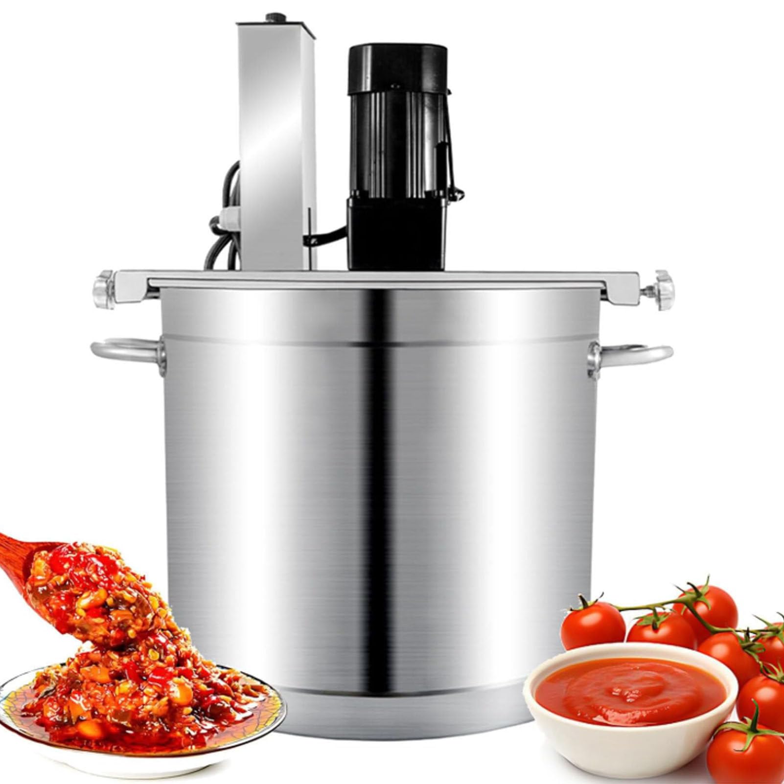 SENJINGHUA Automatic Pot Stirrer for Cooking, Commercial Electric Portable Mortar Mixer, Electric Jam Mixer, Stirring Speed Adjustable, with 4-Blade Mixing Scraper,20L