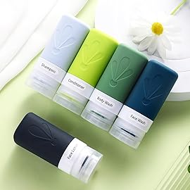 INSFIT Travel Bottles for Toiletries, TSA Approved 2oz Travel Size Toiletries, BPA Free Leak Proof Squeezable Silicone Tubes Travel Essentials for Shampoo Conditioner Lotion Soap