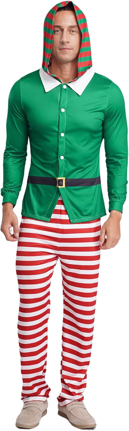 Mens 2 Pcs Family Christmas Matching Pajamas Set Holiday Pjs Halloween Themed Party Outfits