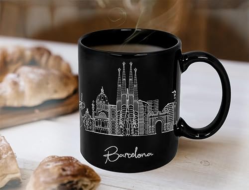 Miniatura 275 de Taza de cerámica Madrid Spain Skyline, taza blanca de recuerdo de Europa de 11 onzas, taza de café personalizada, regalo para cumpleaños, taza