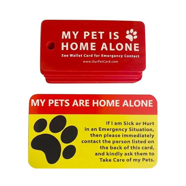 Foto 4 de 6 de TONXX Perro Gato está Solo en casa Tarjeta de Alerta de Emergencia y Llave con Tarjetas de Llamada…