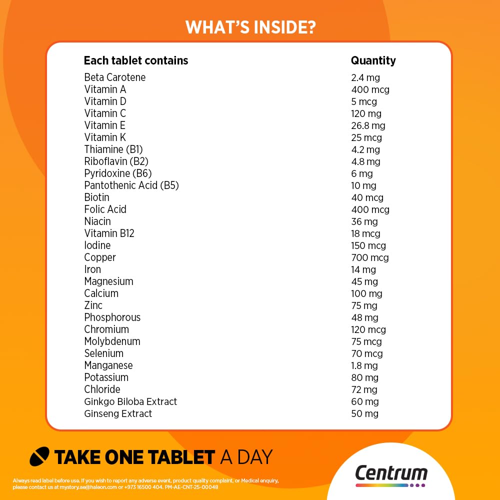Centrum Energy Multivitamin 30 Tablets - Daily Vitamins & Minerals with B-Vitamins to Support Energy-Yielding Metabolism for Active, Busy Adults - One-Month Supply for Men & Women