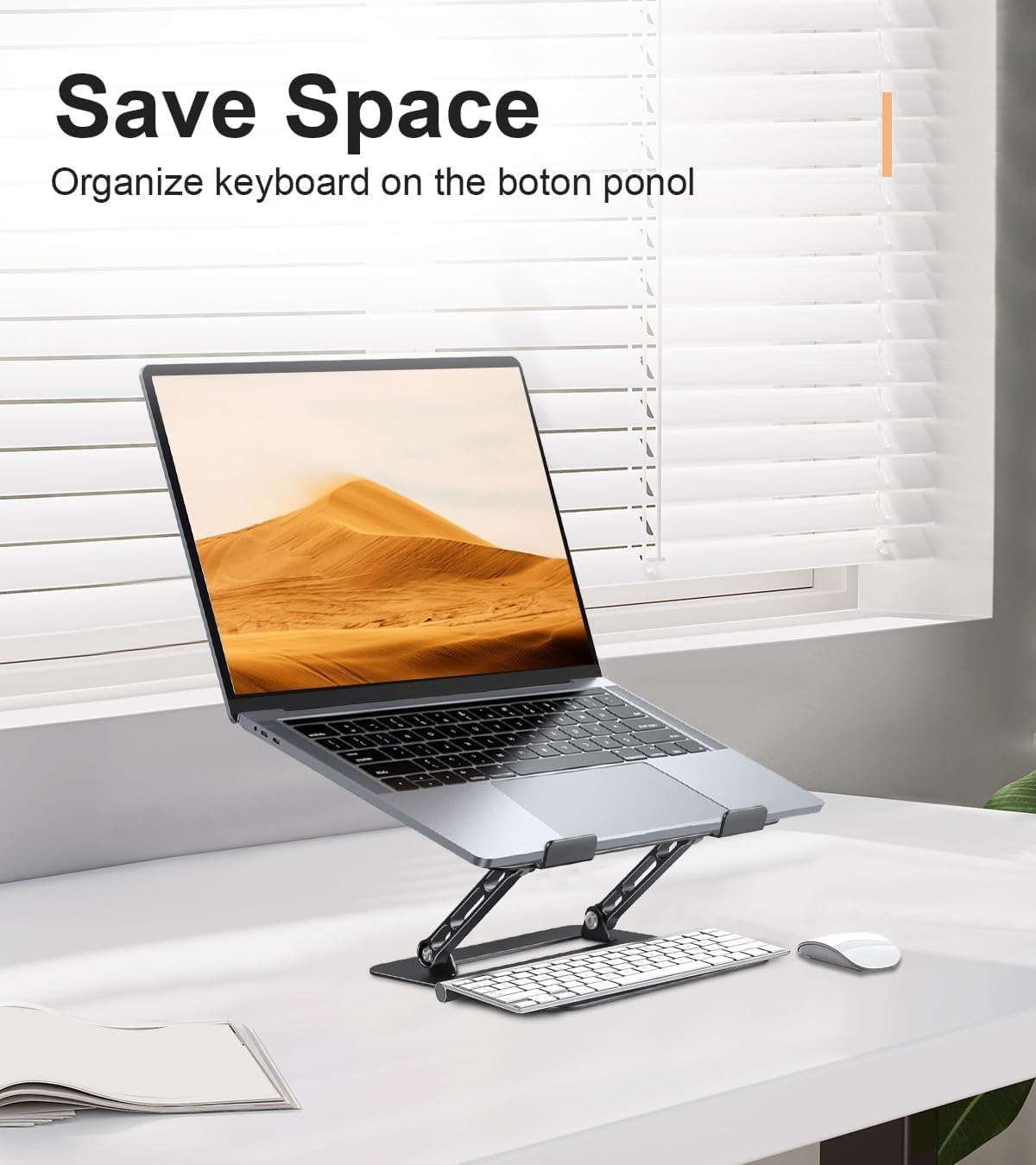 Aoviho Soporte para portátil – Soporte ajustable para computadora portátil – Soporte plegable para computadora portátil MacBook Air Pro HP Lenovo Dell Samsung Chromebook, hasta 17 pulgadas (negro)