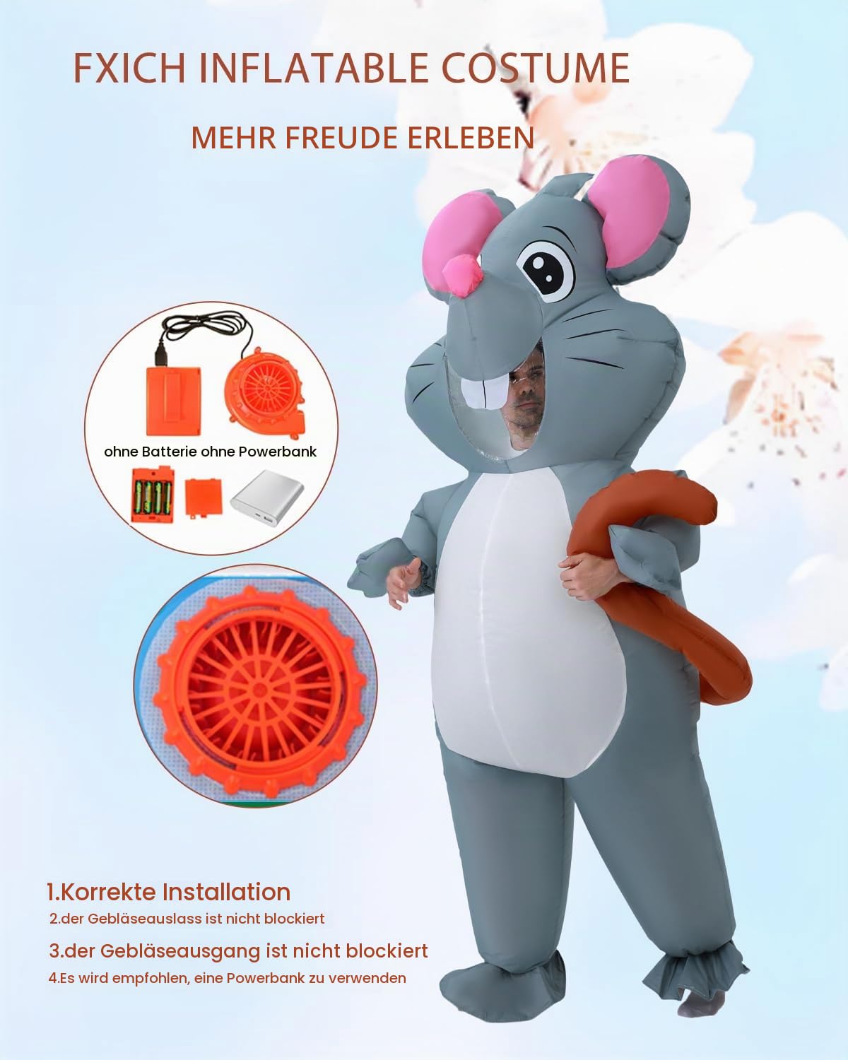 FXICH Inflatable costume for adults, Mouse costume, inflatable costumes for women and men, inflatable full-body Mouse costume, unusual funny Mouse Halloween costume