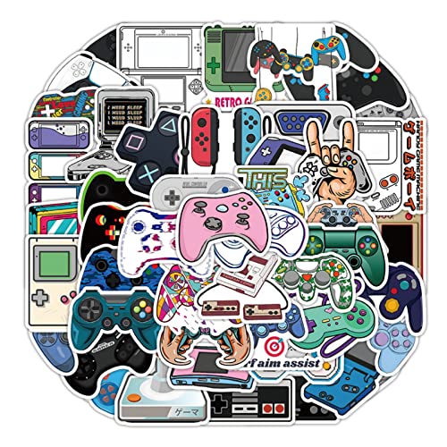 50Pcs Gamepad Stickers For Kids Adults Gifts Water Bottle Laptop Cup Luggage Guitar Cup Notebook Diy Art Decorations Waterproof Vinyl Cute Cartoon Game Controller Handle Sticker Games #TOP1
