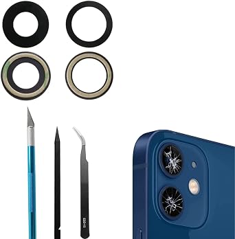 12/ 12Mini Back Camera Lens Replacement for iPhone 12/ iPhone 12 Mini Rear Camera Glass Lens Replacement with Repair Tool Kit, Anti-Lens Scratch