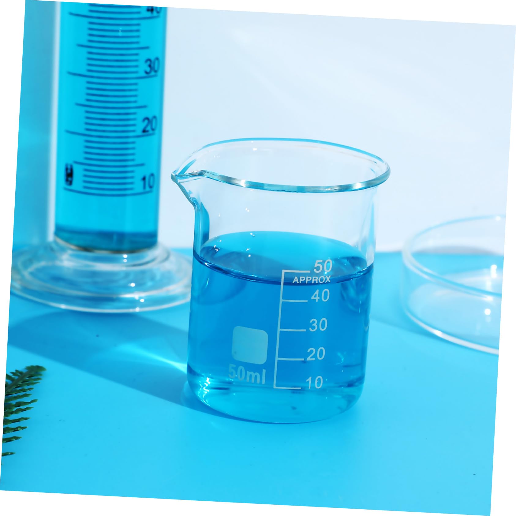 MAGICLULU Vasos de Precipitados de Vidrio 50 Ml sin Asa, Juego de 20 Unidades Marcas Graduadas Precisas, Cristalería de Laboratorio Transparente para Experimentos Científicos y Medición