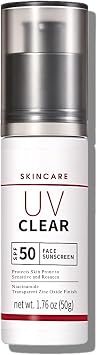 Mineral Sunscreen SPF 50 Face, Zinc Oxide Sunscreen for Sensitive Skin, Daily Sun Cream SPF 50, UV Clear Broad-Spectrum, Lightweight, Non-Greasy, No White Cast, Perfect Under Makeup, 50ml