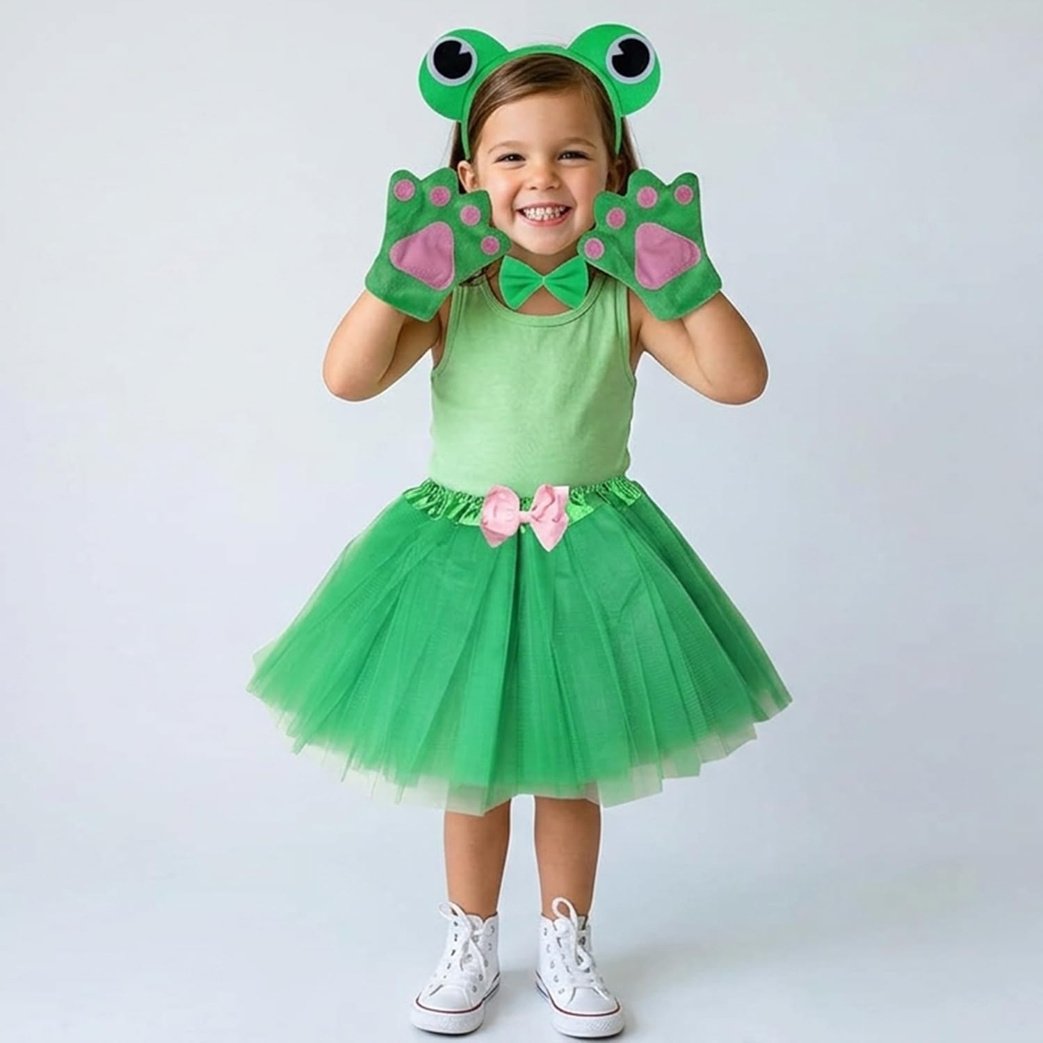 Kirei Sui Kids Animal Costume Green Frog Tutu Ear Headband Bow Tie Tail Paws