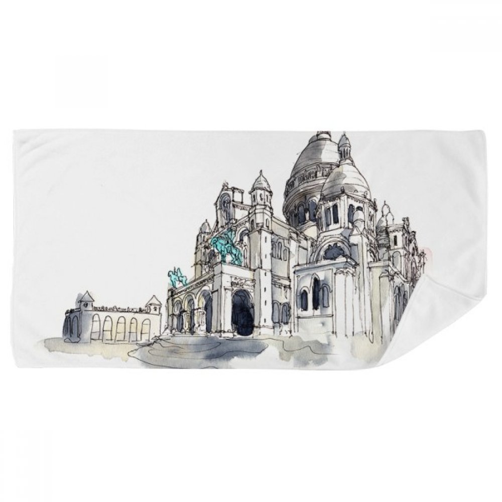 Serviette de bain motif Sacré-Coeur pour vos moments de bien-être à la maison 35x70cm