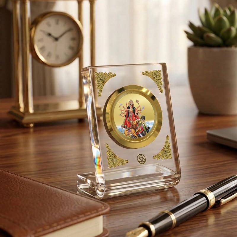Image of DIVINITI 24K Gold Plated Religious Car Dashboard Frame | Premium God Idol Frame for Car, Home Mandir & Office Table | Spiritual Gift, Decorative Showpiece