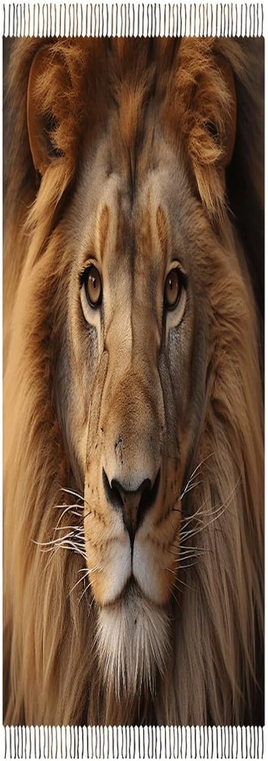African Lion Head Scarf for Women Men Classic Fashion Blanket Scarves Soft Cashmere Feel Scarf Cold Weather Warm Long Shawl Winter Large Scarves Classic Blanket Scarfs Thick