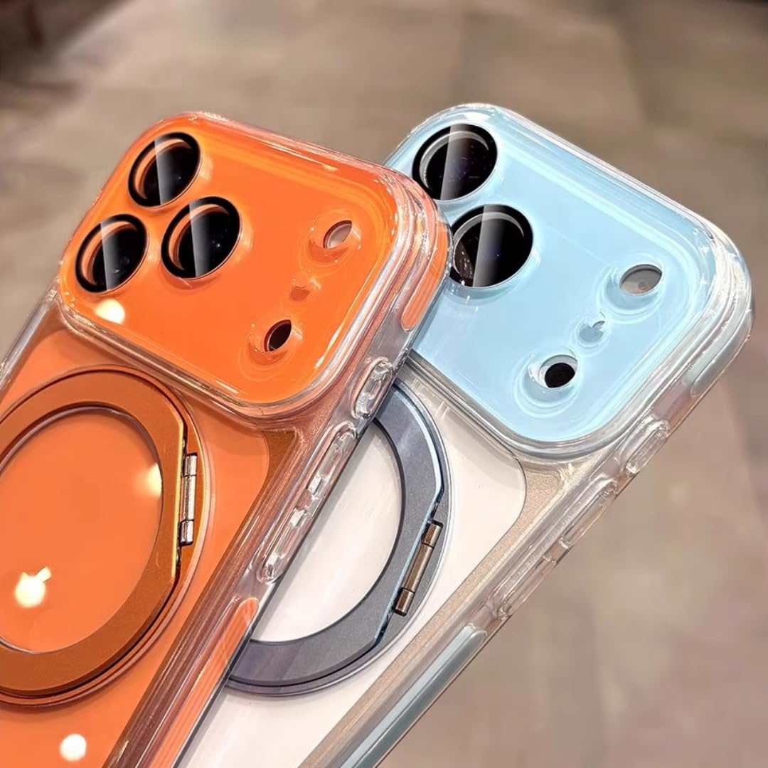 Étui magnétique Transparent Antichoc avec Support Rotatif et dragonne pour iPhone Air (Compatible iPhone Air/GS Noir)