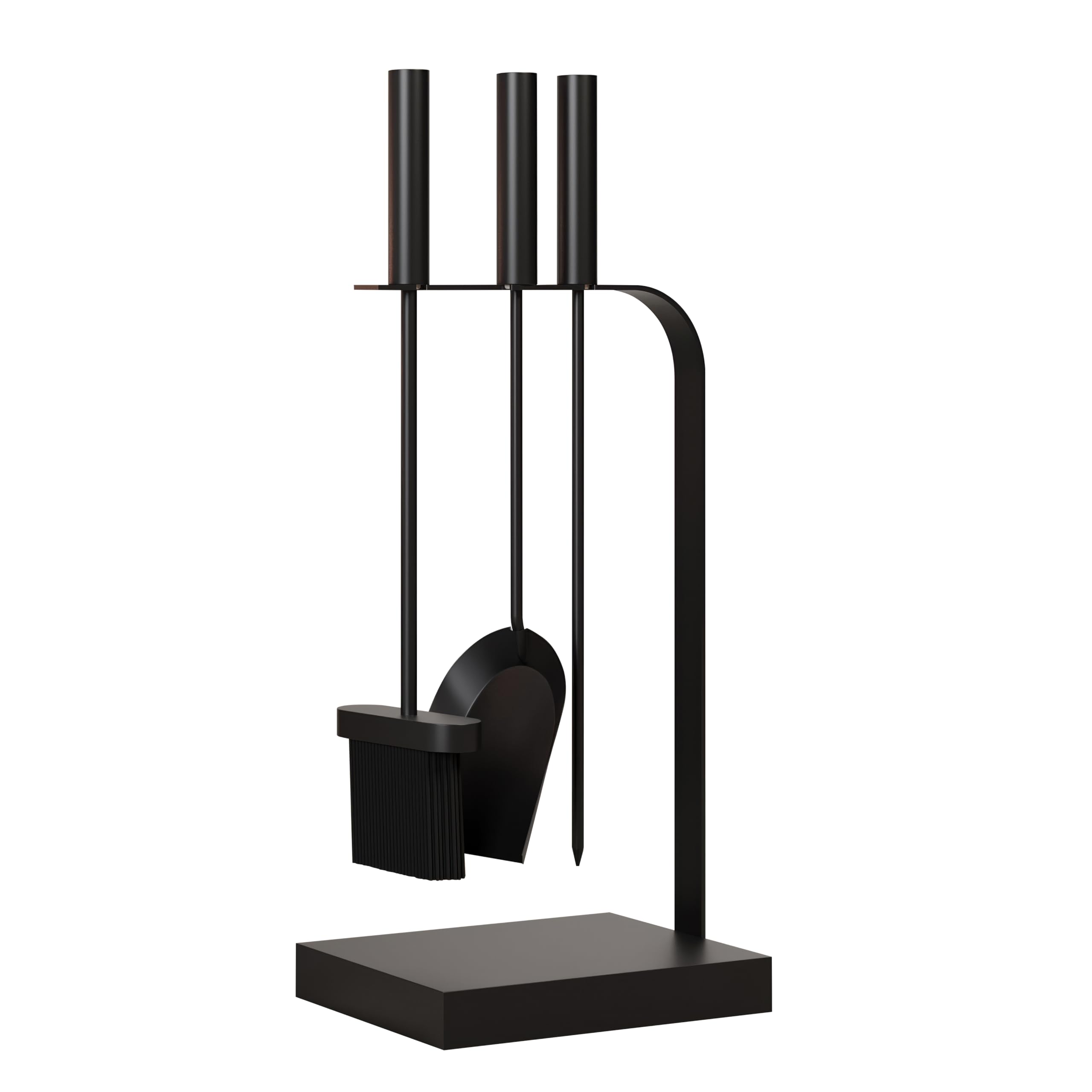 Kingson – Set di accessori per caminetto, 4 pezzi, nero, per bruciatori a legna, include attizzatoio, spazzola e pala
