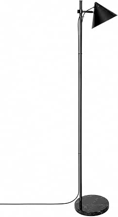 HarvestLand Noah 59-Inch Adjustable Reading Floor Lamp, Black with Marble-Effect Base