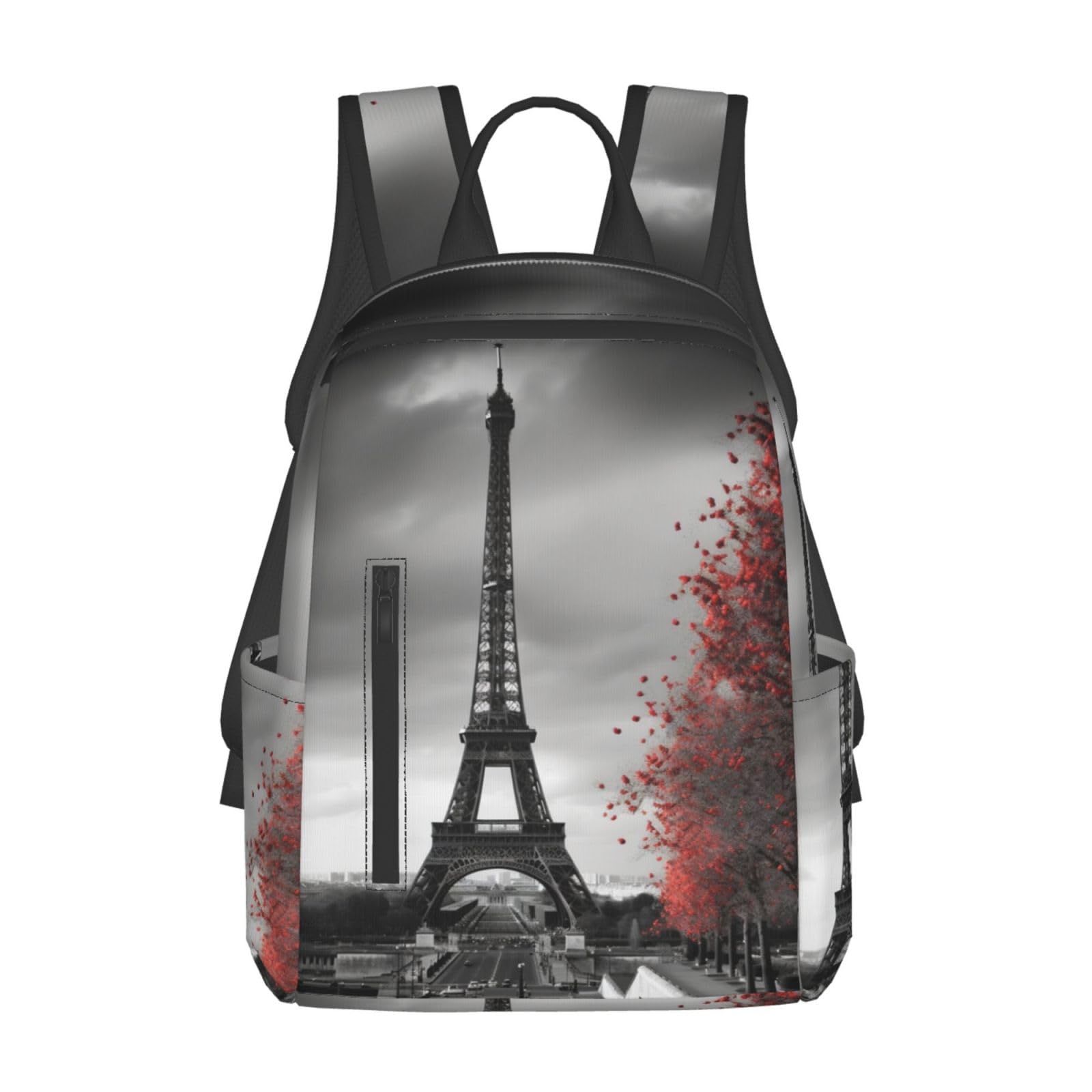 ALLiYa Grey Paris Eiffel Tower Printed Travel Laptop Backpack Waterproof Lightweight Foldable Backpack Bag Lightweight Backpack Women For Travel