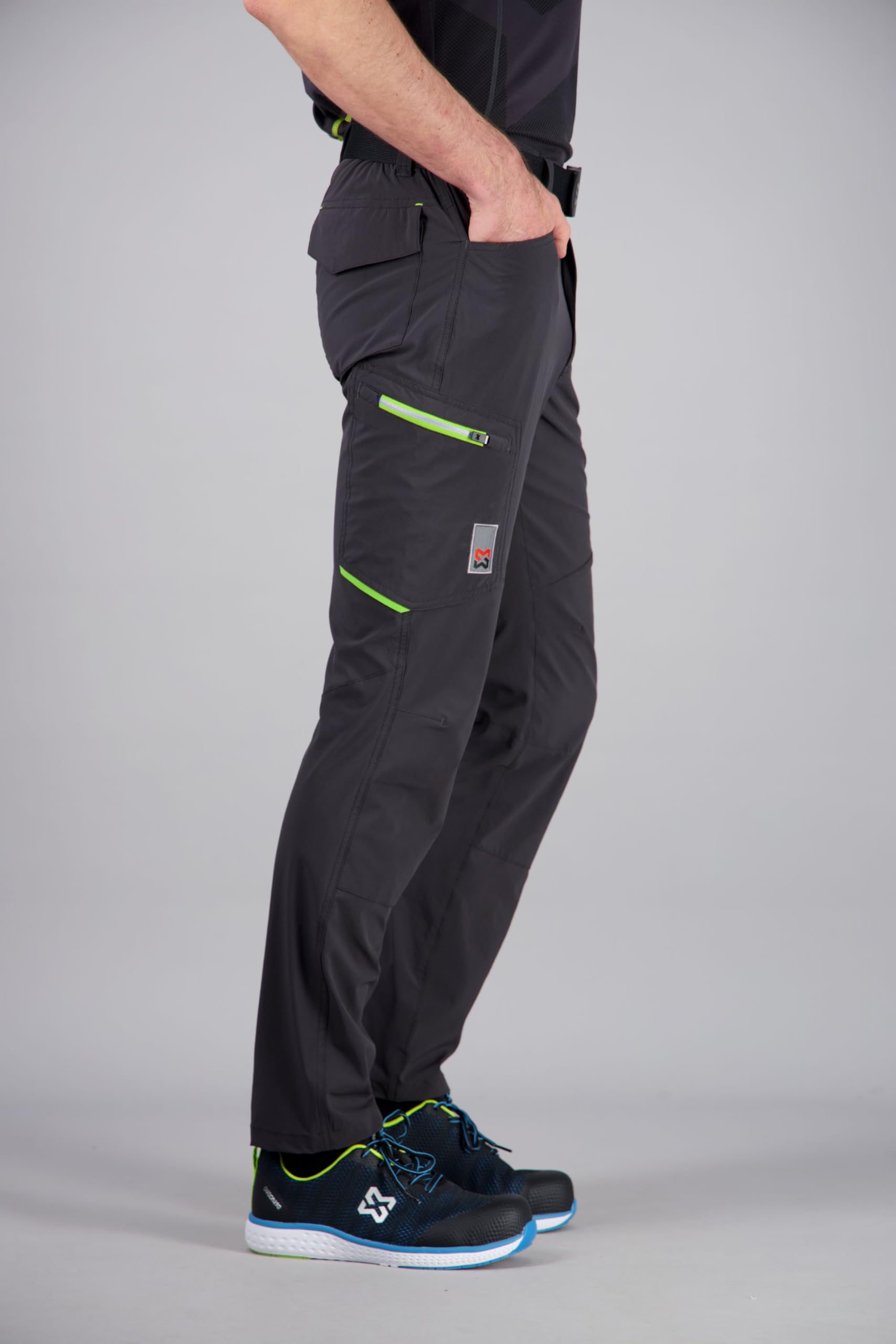 WÜRTH MODYF Stretch Evolution Bundhose Light - Arbeitshose für Herren mit 4-Wege-Stretch mit 85% recyceltem Polyamid - Schnelltrocknend & leichtes Material - in den Größen 24-118 in Anthrazit/Lime