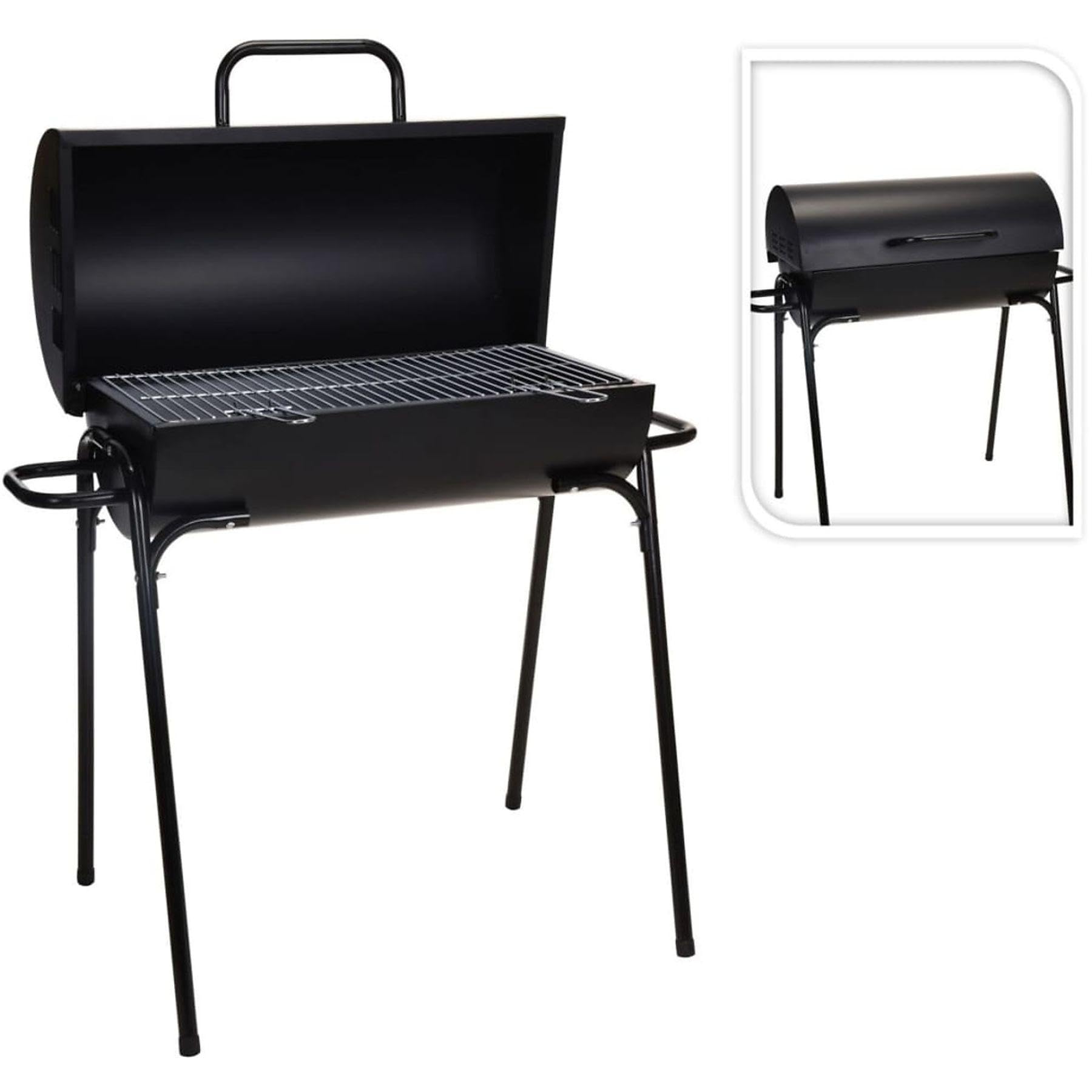 barbecue na kółkach czarna stal 60 x 30 x 70 cm