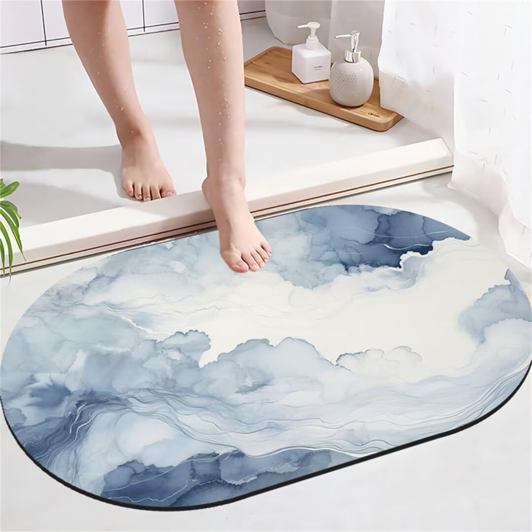 Badezimmerteppich Badteppich Groß 120x180cm Absorbierender Schnelltrocknend Badvorleger Badematten SaugfäHig Waschbar Badematte Ink Bath Bathroom Mat, Teppich Badezimmer Matte Bad Teppich Gross