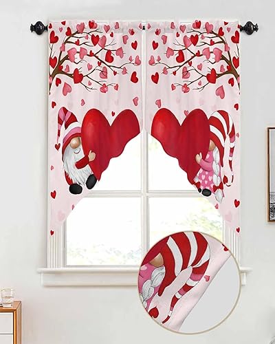 Vista 37 de Christmas Window Valance Blue Gnomes Snowflake Bird on the Branch Pattern, 54x18 inch, Polyester, Light Filtering, Rod Pocket, Kitchen, Living Room