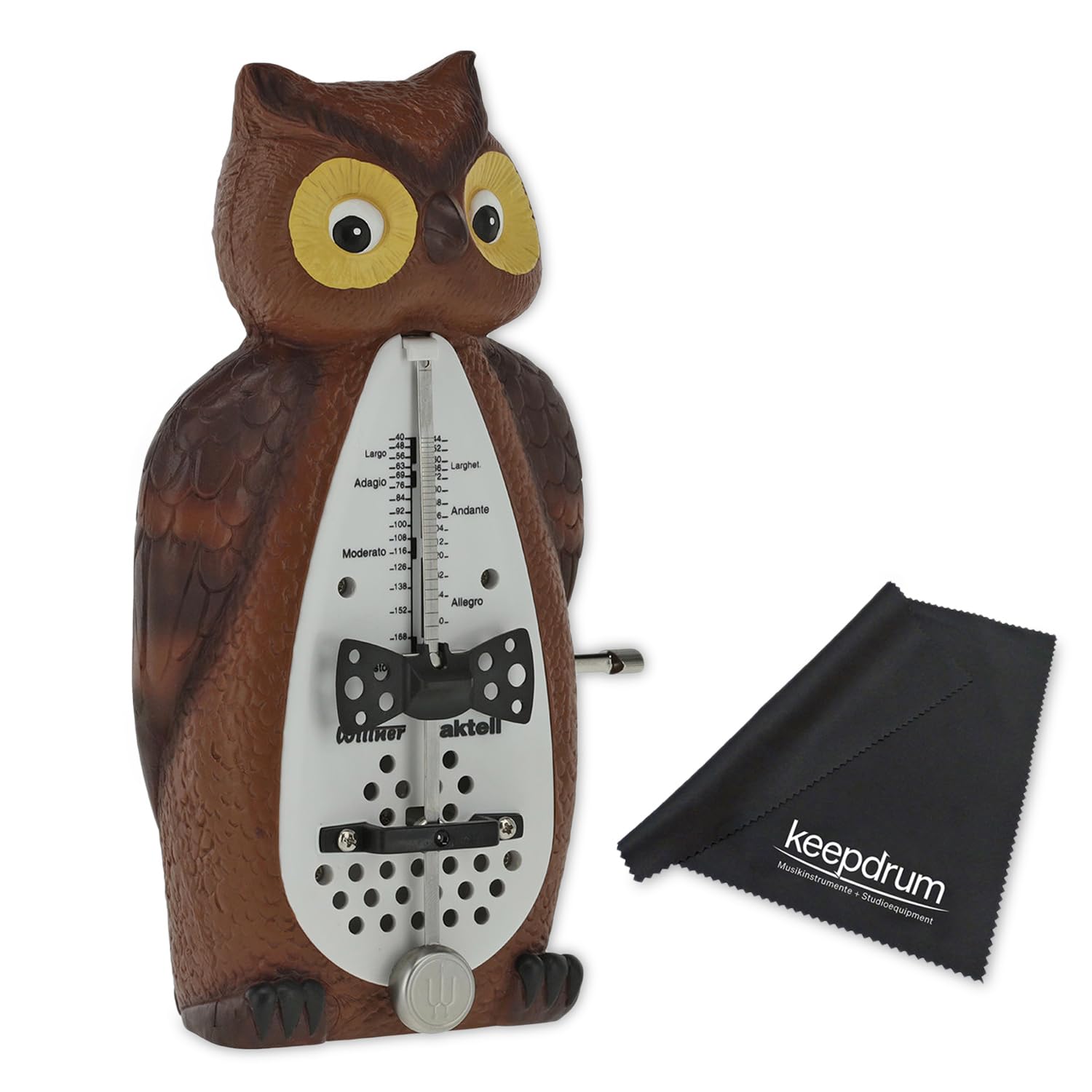 Wittner Taktell sowa 839031 mechanicznie naciągany metronom ze ściereczką z mikrofibry keepdrum