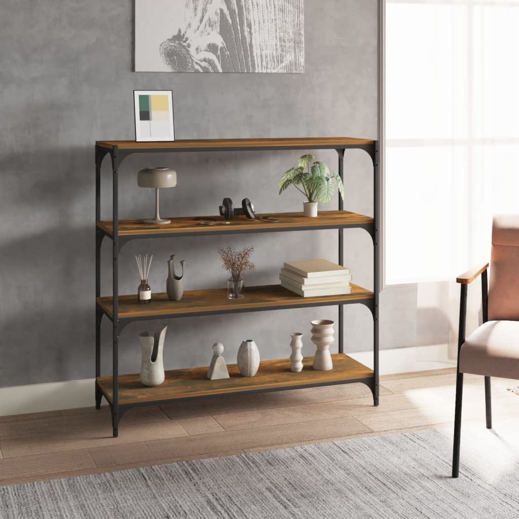 Generisch Bücherregal Räuchereiche 100x33x100 cm Holzwerkstoff und Stahl,Möbel,Regalsysteme,Bücherregale Bücherschränke-819359
