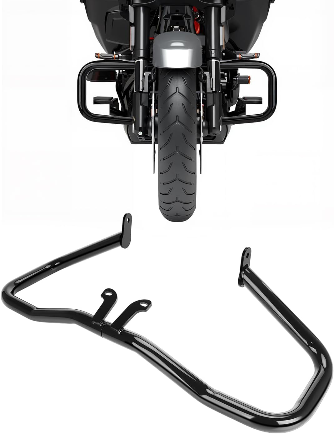 Motorcycle Front Crash Bar, Highway Engine Guard Protector Crash Bar Compatible with Harley Touring Road King Street Glide Electra 2014-2024