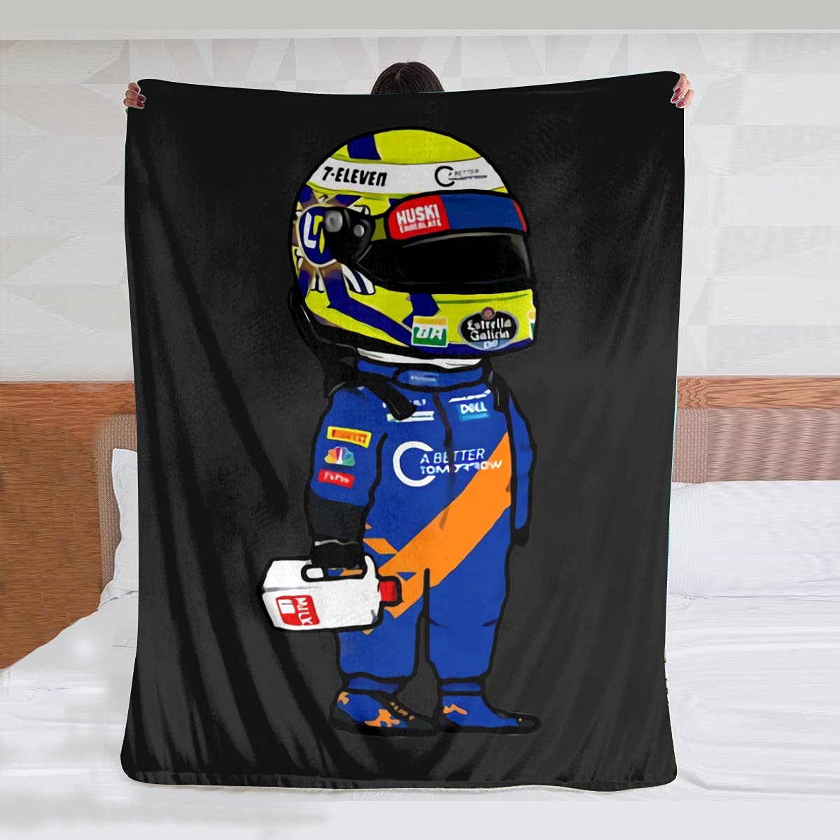 Wahom Lando Norris Blanket, Flannel Throws Pattern Decorative Lightweight Cozy Soft Warm Bed fit Sofa Couch Office Camping (50 x 60 inch), White, 60x50 Inch