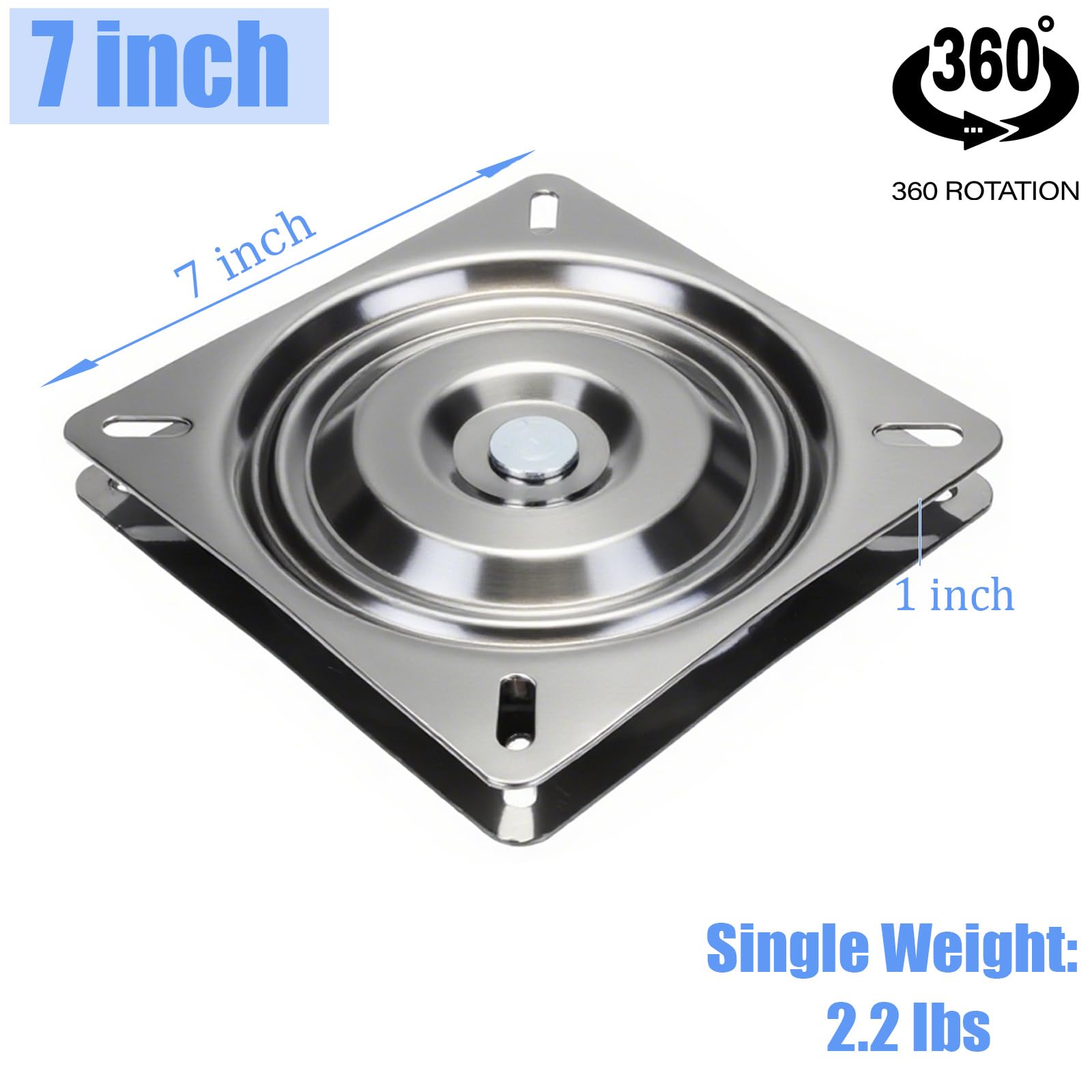 GDOODM 2 Pack 7 Inch Heavy Duty Bar Stool Swivel Replacement for Recliner Chair, Boat Seat Swivel Square Swivel Furniture Replacement Ball Bearing Seat Swivel Base