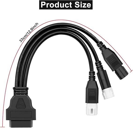 Motorcycle OBD2 Diagnostic Cable Kit with 3, 4, 6 Pin Adapters,Fault Code Reader & Scanner for OBDII Compatible Bikes,Plug & Play ABS Plastic Metal Tool