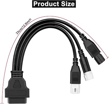 Motorcycle OBD2 Diagnostic Cable Kit with 3, 4, 6 Pin Adapters,Fault Code Reader & Scanner for OBDII Compatible Bikes,Plug & Play ABS Plastic Metal Tool