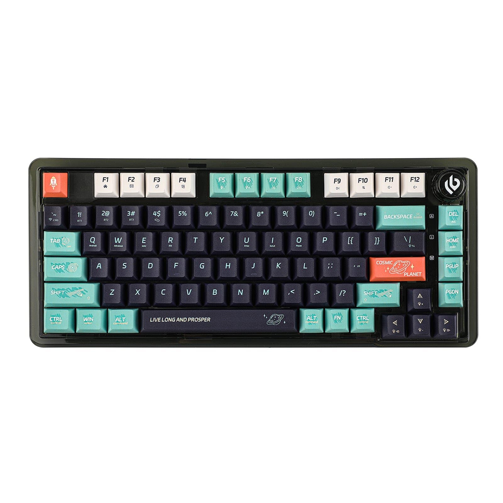 LEOBOG K81 Wireless Mechanical Keyboard, Tri-Mode, 75% Keyboard, Hot Swappable, Gasket-Mounted with Knob with Dynamic RGB Lighting Ice Soul Switch K81 Star Trek