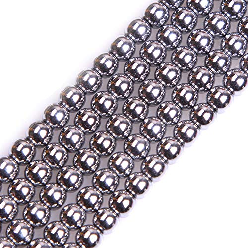 GEM-insid 4mm Hematite NonMagnetic Round Silver Color Beads for Jewelry Making Bracelets Necklace 15"