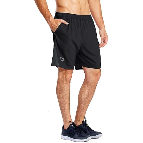 BALEAF Men's 7" Running Shorts with Mesh Liner Zipper Pocket for Athletic Workout Gym