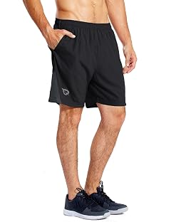 baleaf Mens 7 Running Shorts with Mesh Liner Zipper Pocket for Athletic Workout Gym
