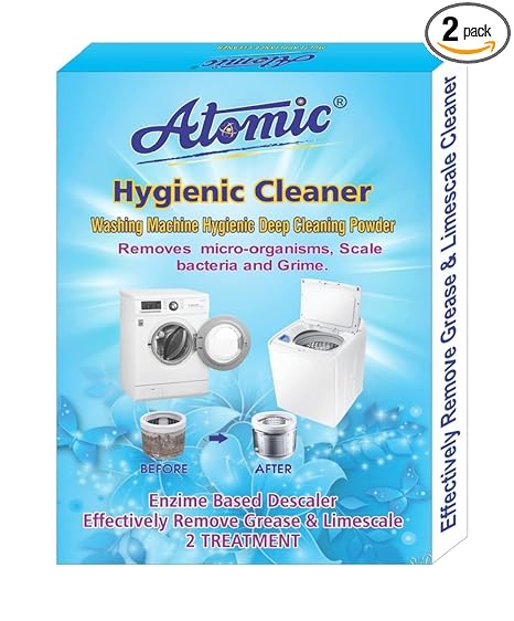 Atomic Washing Machine Cleaner Powder/Descaling Powder for Tub & Drum Suitable For Top Load & Front Load Washing Machine (Pack of 2, 150gm Each)