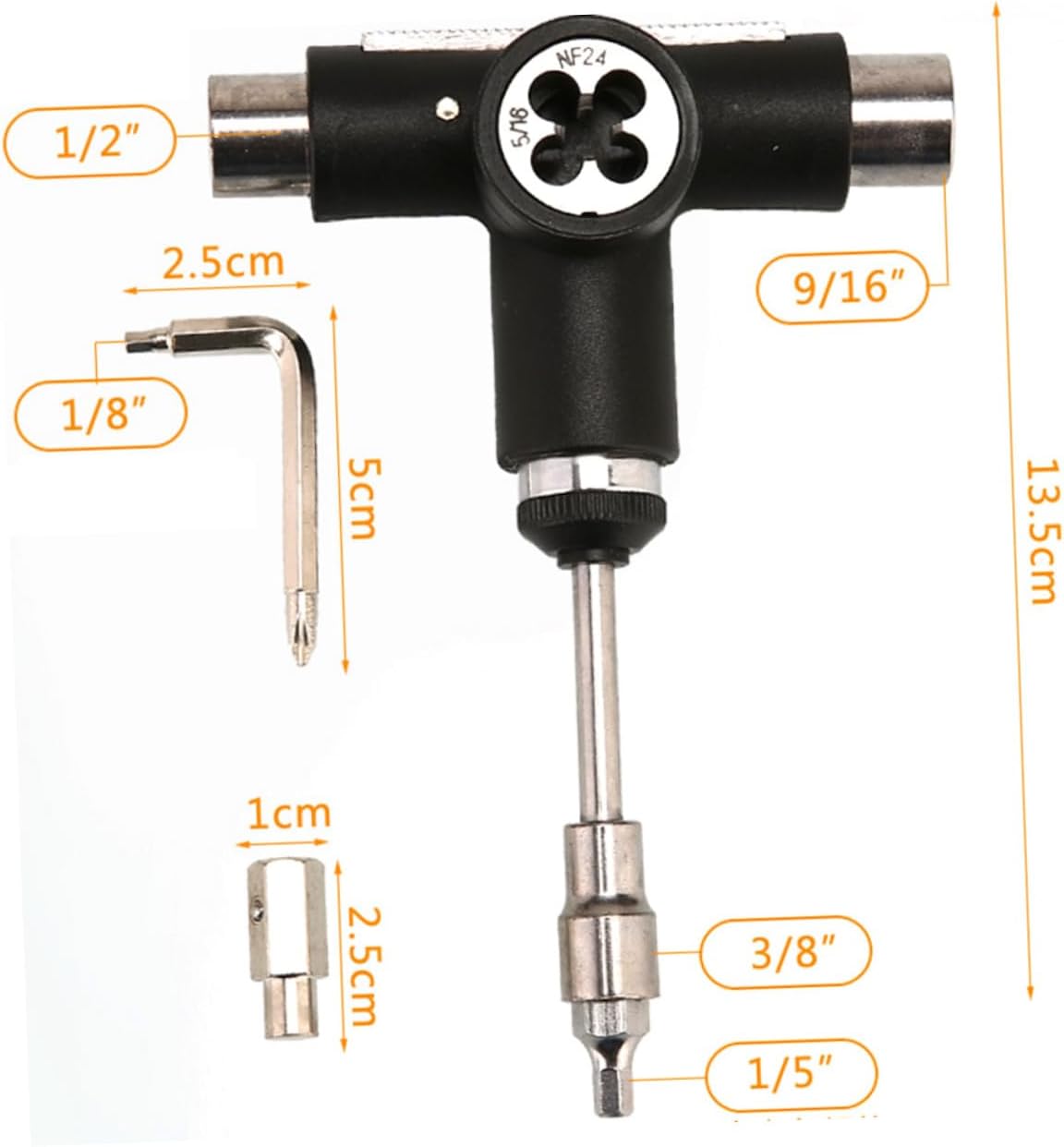 Portable Skate Tool Skate Board Multi-Function Skateboard t Tool All in One Skate Tool Skateboard Tool