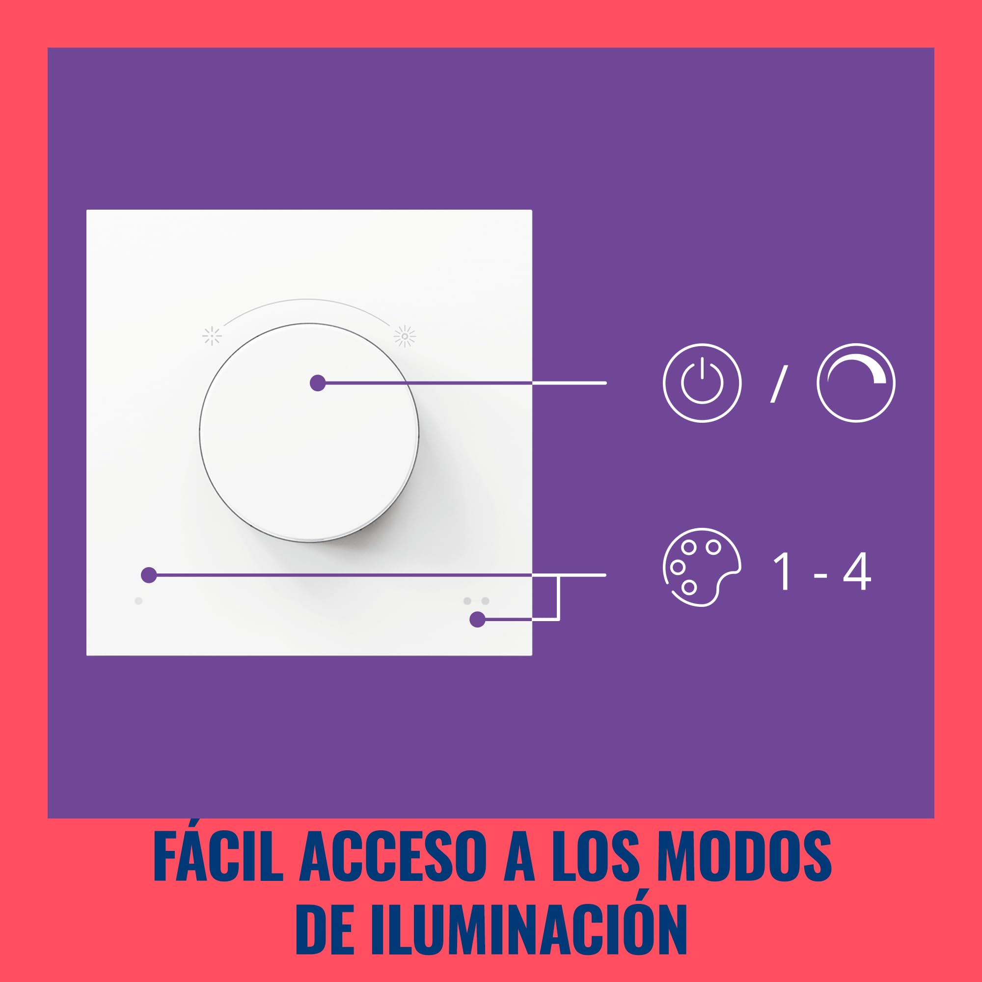 Wiz - Control Inteligente Dial Switch - Control portátil, Regula Intensidad y escenas predefinidas, Recargable por USB, Control Luces