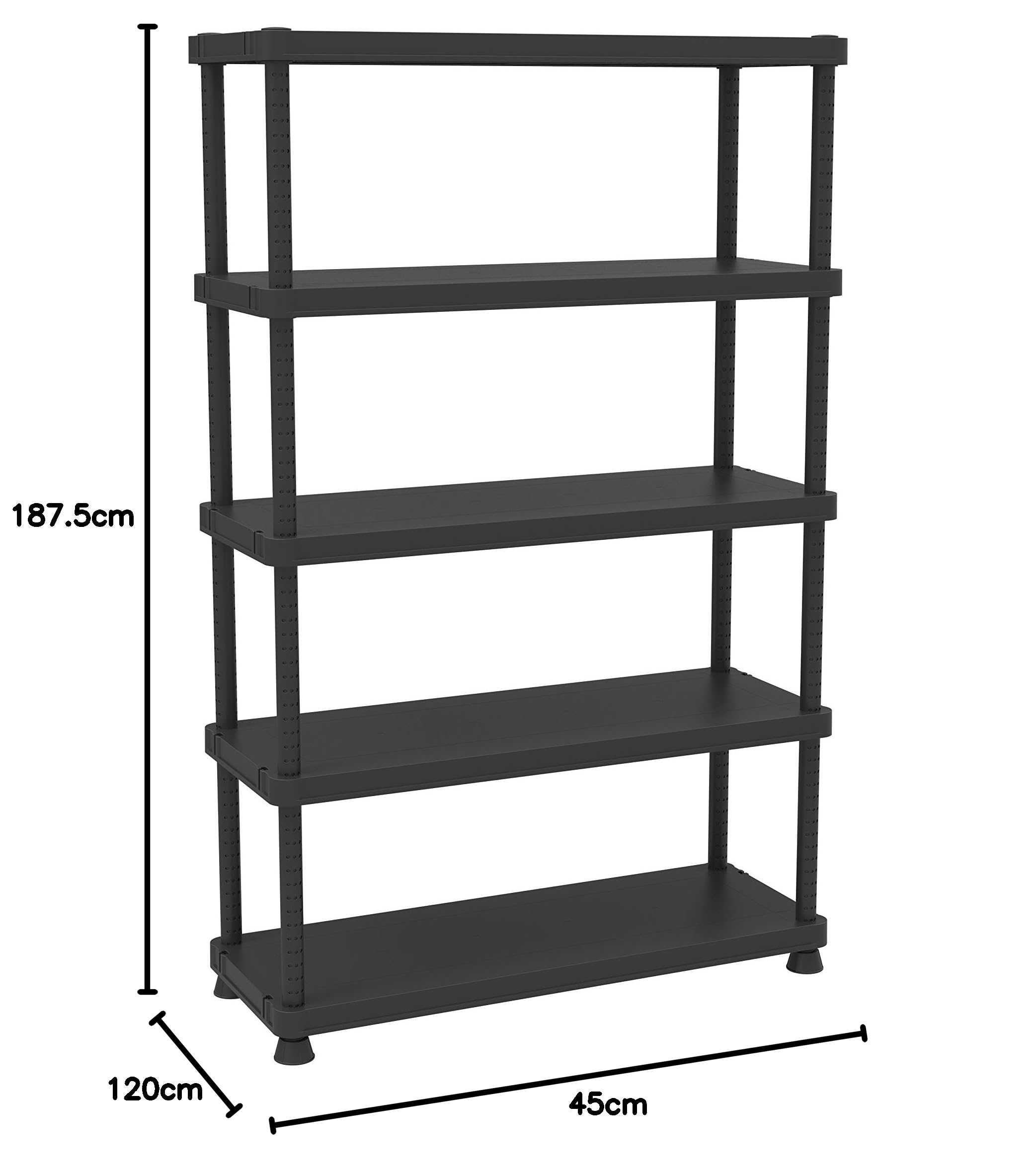 Terry, Scaffale 12045-5c, Scaffale Modulare a 5 Ripiani, da Interno Esterno. Materiale: Plastica, Dimensioni: 120x45x187,5 cm