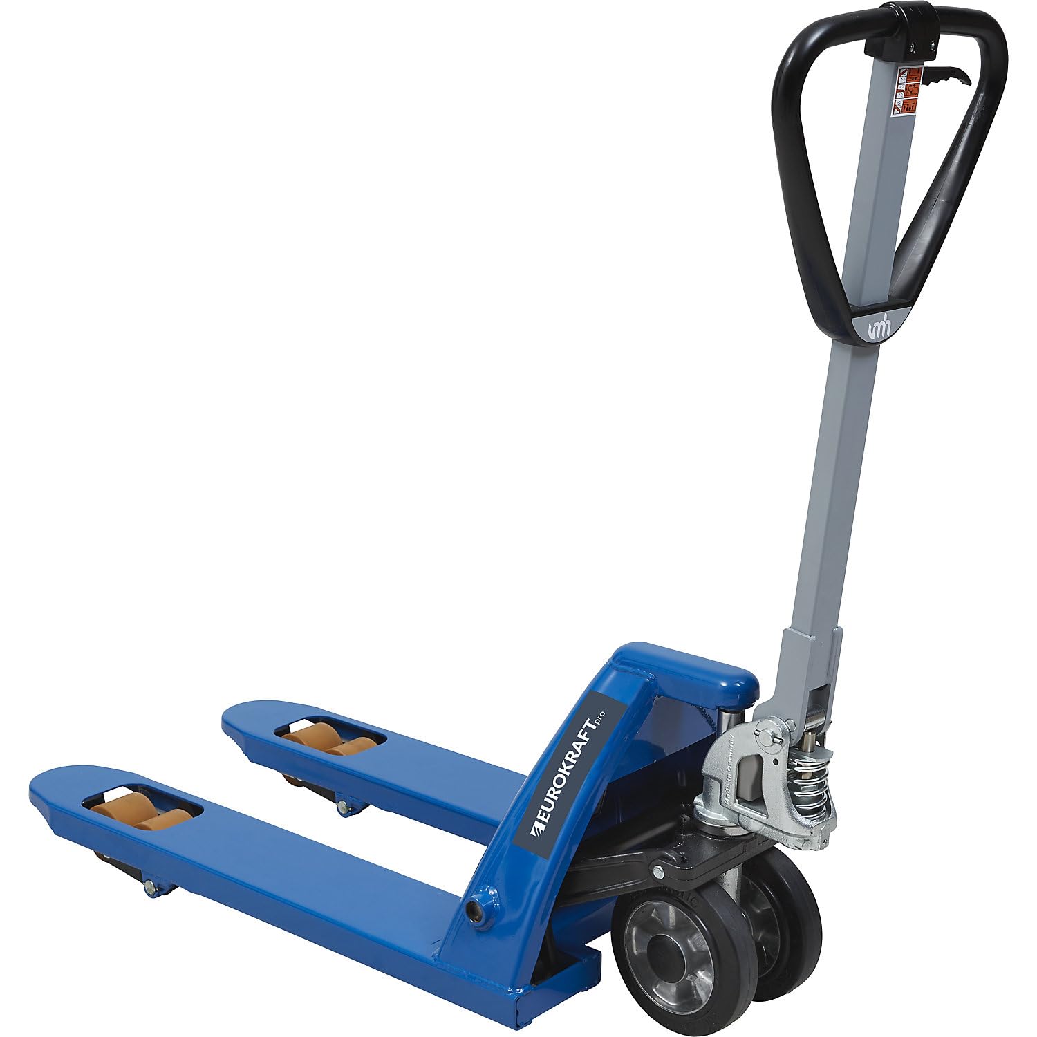 eurokraft pro | Paletthubwagen mit QuickLift | Vollgummi Polyurethan Rollenausstattung, Gabellänge 810 mm