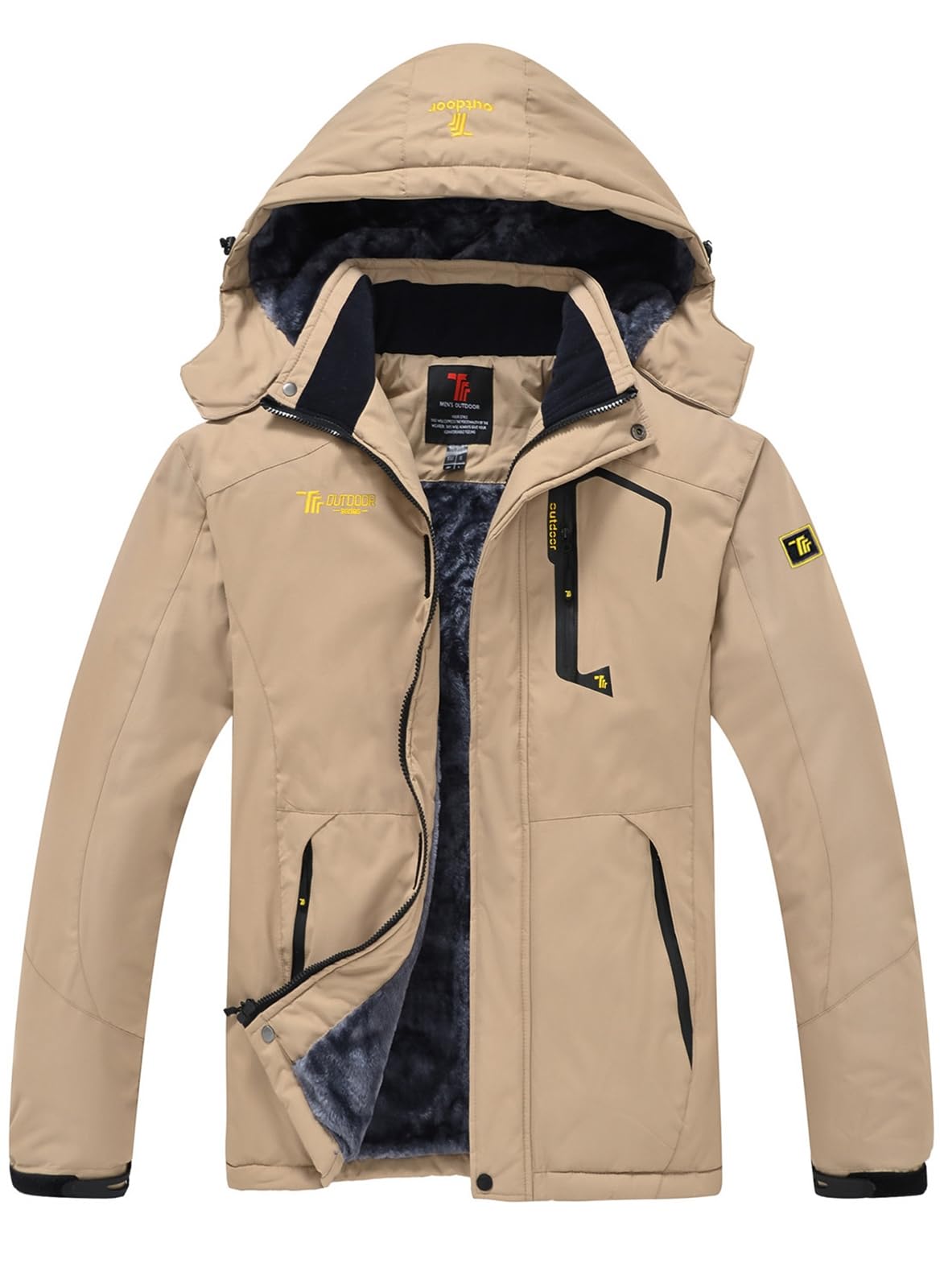 YSENTO Chaqueta de esquí para hombre, chaqueta de invierno, chaqueta softshelljack, impermeable, forro cálido, chaqueta funcional con capucha desmontable