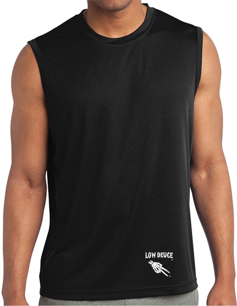 Low Deuce Motorcycle Shirts for Men Sleeveless Biker Shirt Soft and Lightweight Mens Biker T Shirts, Motorcycle Shirt Black (L)
