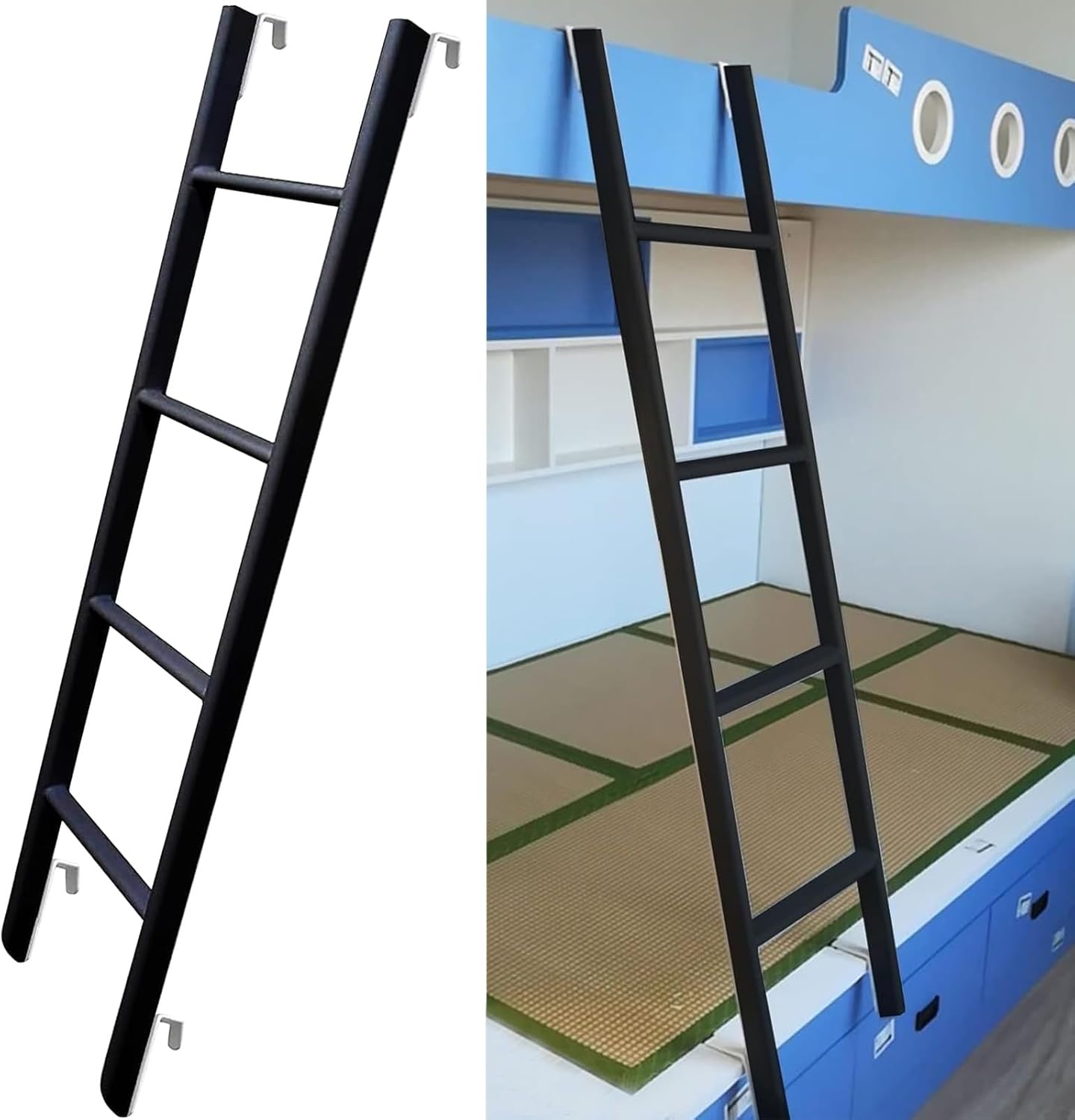 Metal Bunkbed Ladder - Replacement Bunk Bed Slanted Ladder 4/5 Step RV Bunk Ladder with Hooks Adjustable Dorm Loft Camper Ladder, Loads 150kg/331lbs (Size : 130cm(51"))