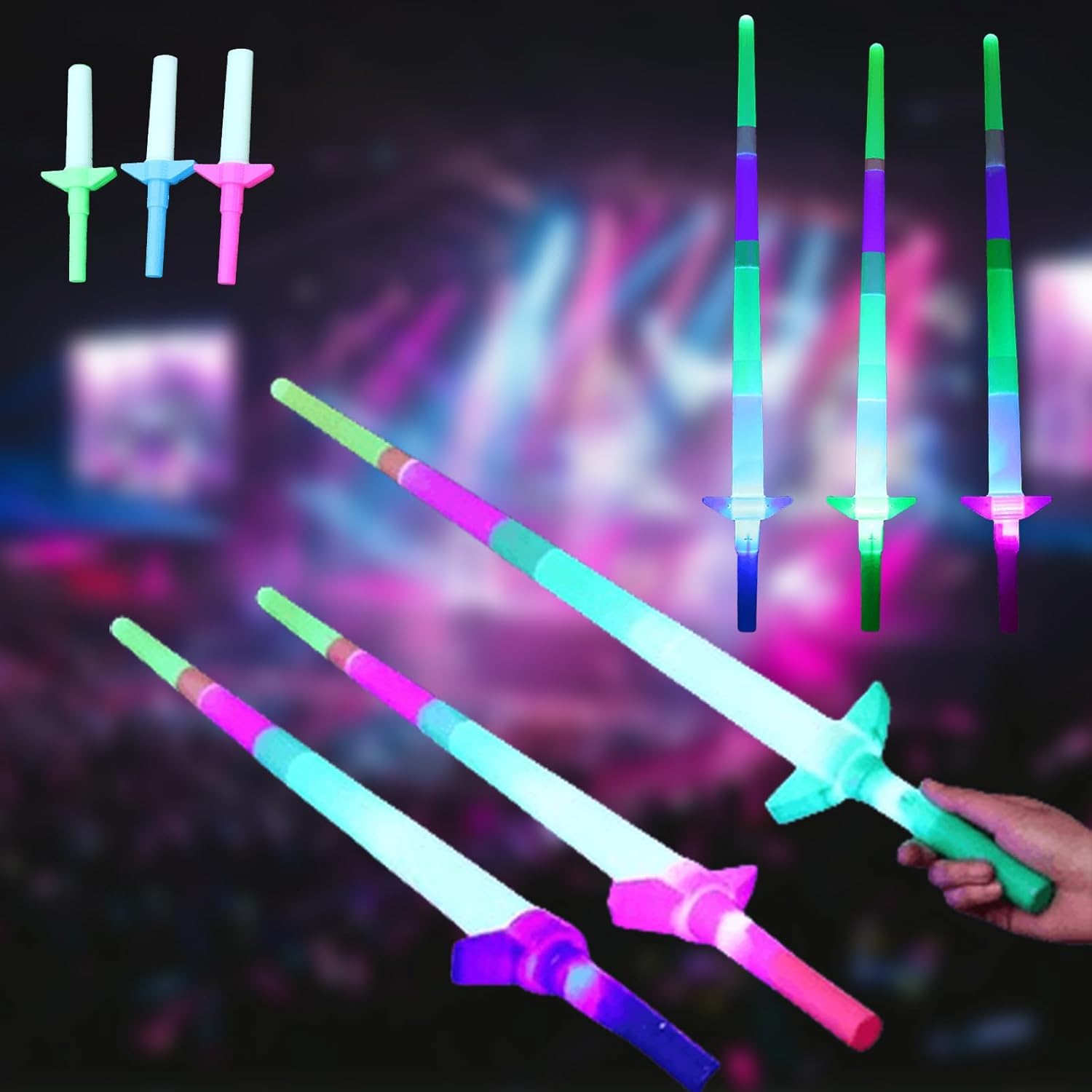 Pelo Expandable Glowing Talwar Light Stick in Dark Night for Kids Toys for Drama Role Plays Multi Color 2 Piece